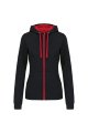 Dames Hoodie met rits kariban K467 BLACK-RED